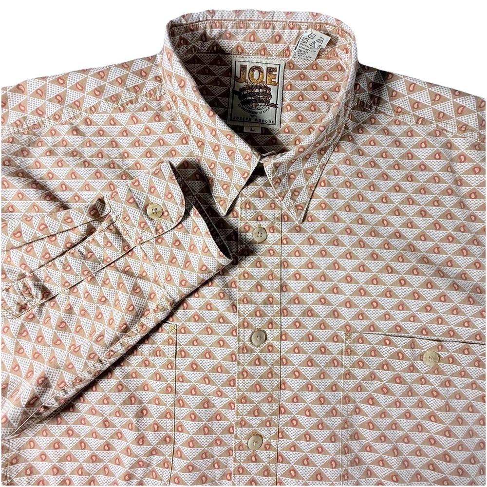 Vintage Joseph Abboud Men's Size Large  Geometric‎ Cotton Casual Long Sleeve